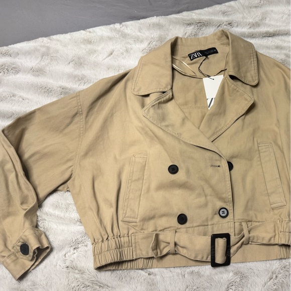 Zara Double-Breasted Trench Coat | L - Picture 10 of 12